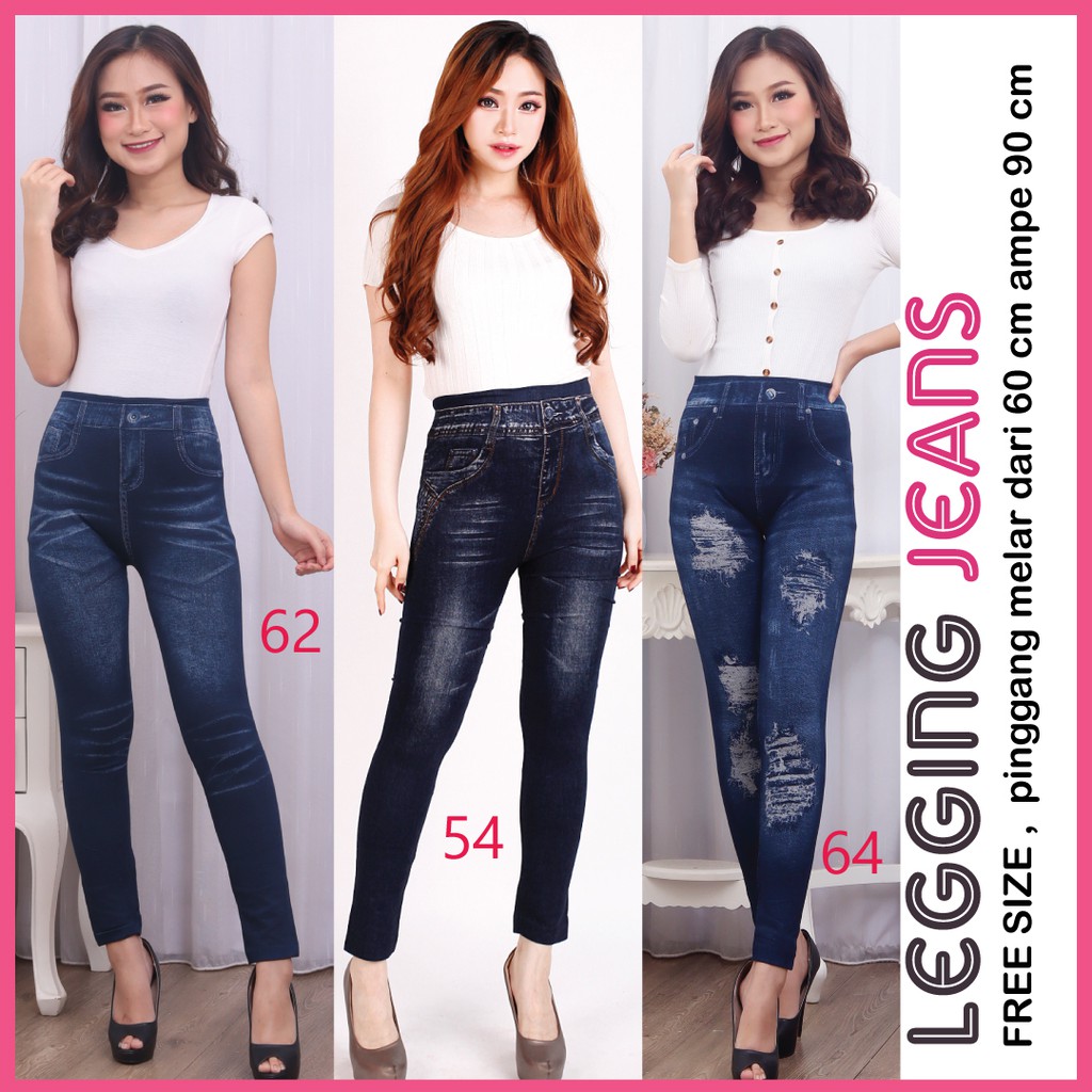 Legging Jeans Panjang Import/ Legging Panjang / legging fashion / legging jeans denim / ripped jeans