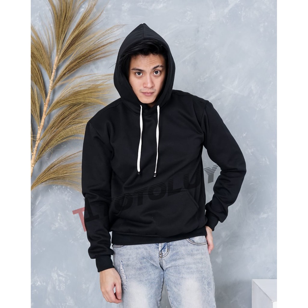 MUKZHOP - SWEATER HOODIE BASIC POLOS / TOTOLUY / SWEATER POLOS / HITAM