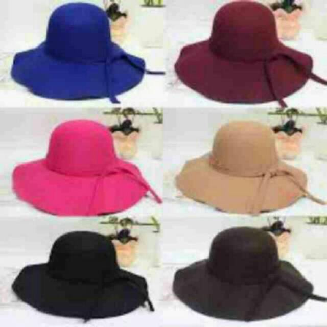 Topi pantai floppy hat topi cewek