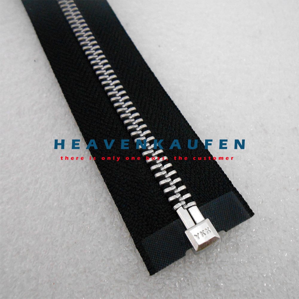 Resleting Zipper YKK Gigi Besi 40 cm / 16 inch Hitam - Silver Bolak Balik