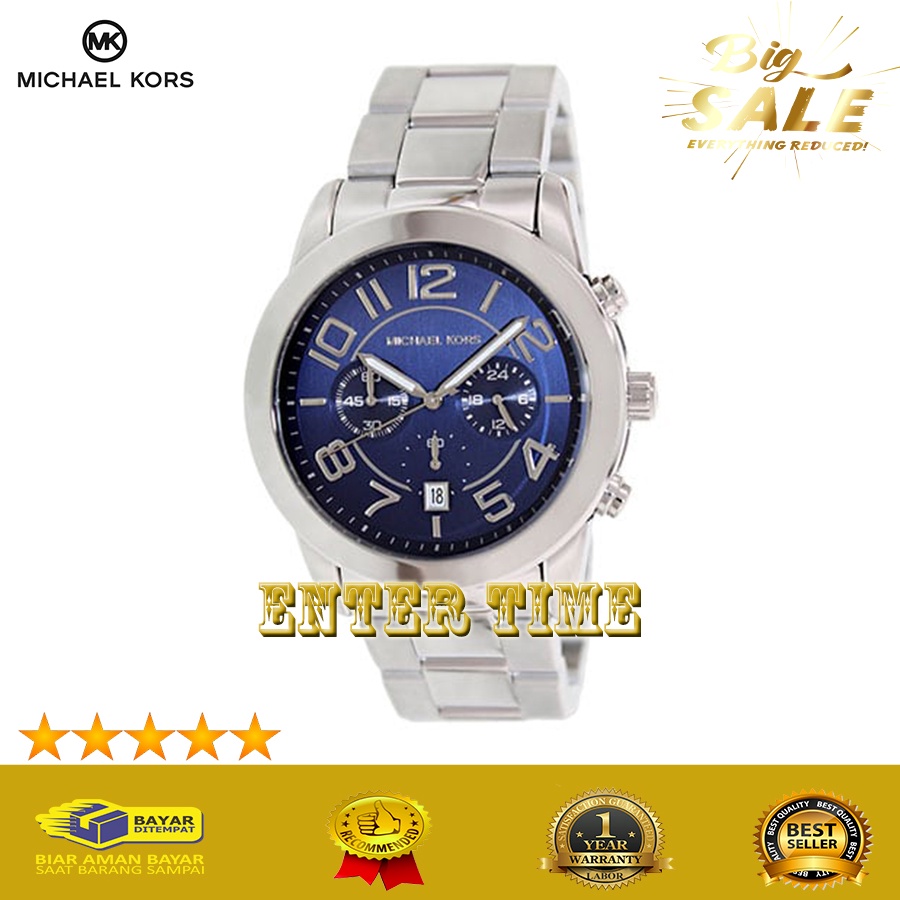 HOT PROMO  JAM TANGAN PRIA IMPORT MICHAEL KORS TYPE MK8329 STAINLESS BLUE DIAL JAM TANGAN FASHION PR