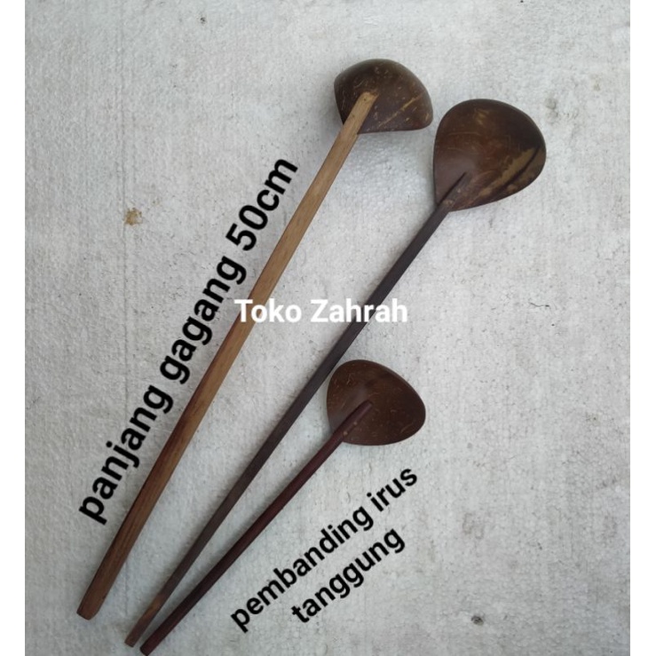 Irus Batok Kelapa Panjang Gagang Kayu sonokeling 50 cm/ Irus Tempurung Kelapa Gagang Kayu Halus Panj