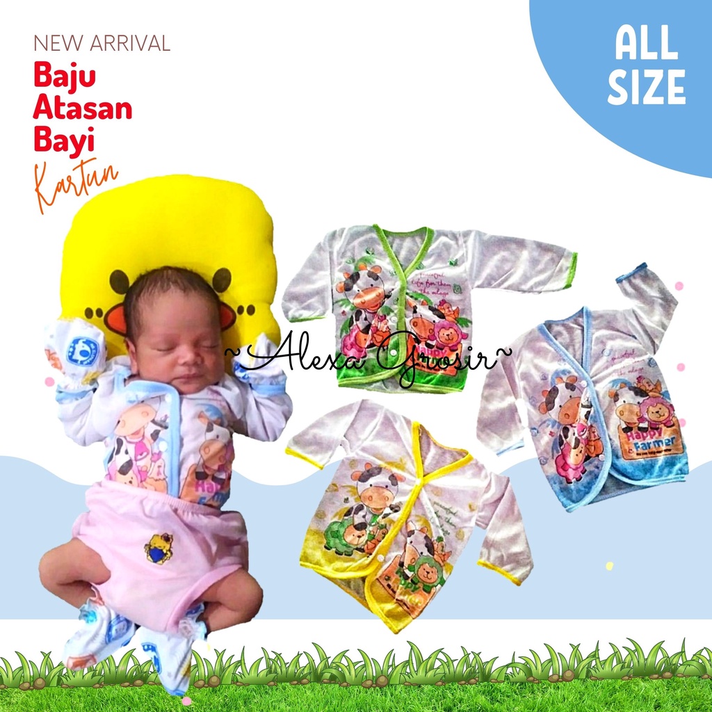 Baju Bayi Lengan PANJANG 0-3 Bulan Boboko Sablon OB Newborn Baju Tangan PANJANG