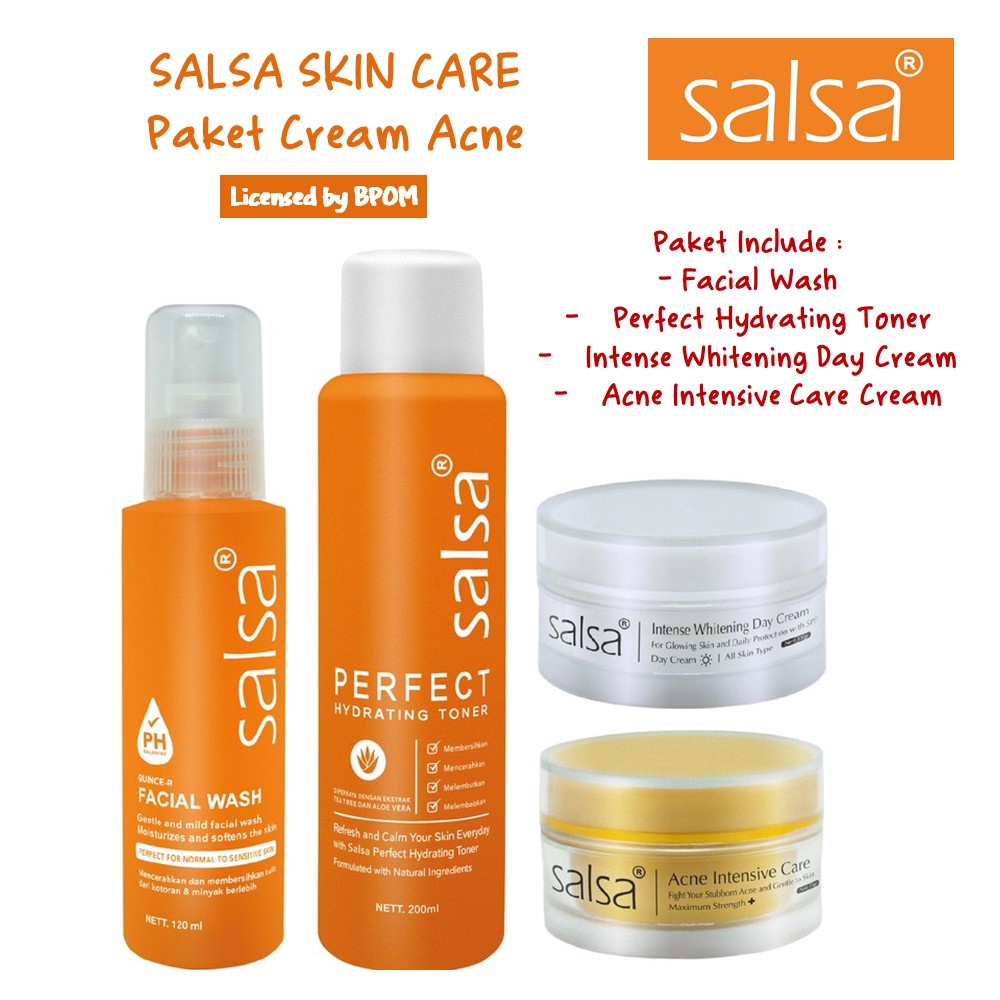 [Per Set] Paket Salsa Whitening / Acne Skincare Original BPOM Cream Toner Facial Wash