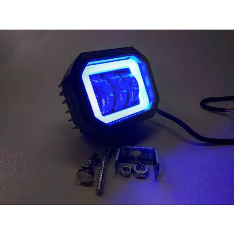 Lampu tembak sorot LED CWL 3 mata Lensa 6D 30watt cree angel aye kotak biru