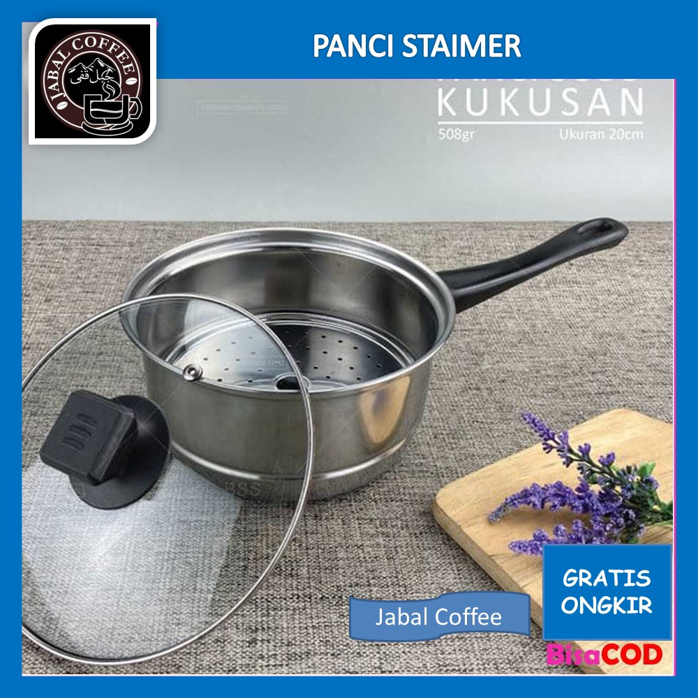 Panci Susu Ukuran 20 Cm With Steamer / Milk Pot Stainless / Panci Susu Stainless Serbaguna / Panci Staimer