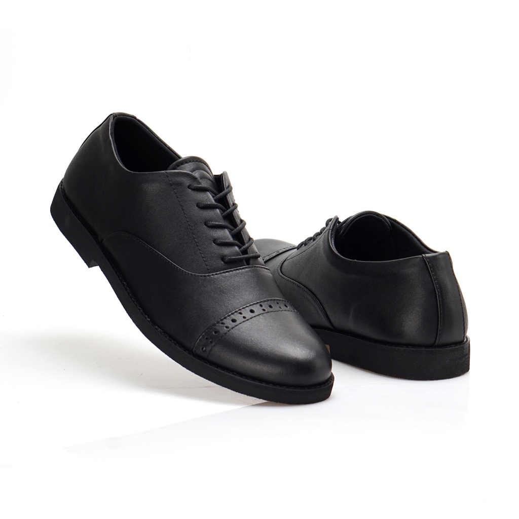 AMEDEO BLACK ORIGINAL x GREATA Sepatu Kulit Sapi Asli Full Hitam Pria Formal Pantofel Tali Kerja Kantor Dinas Resmi Guru Kantoran Pesta Undangan Wedding Kondangan Nikah Kuliah Semi Casual Derby Modern Oxford Genuine Leather Footwear Keren Terbaru Branded