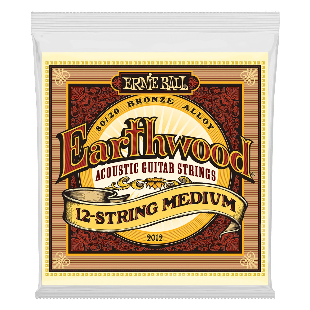 Ernie Ball Earthwood Medium 12String 8020 Bronze Acoustic Guitar Strings  1128 Gauge P02012