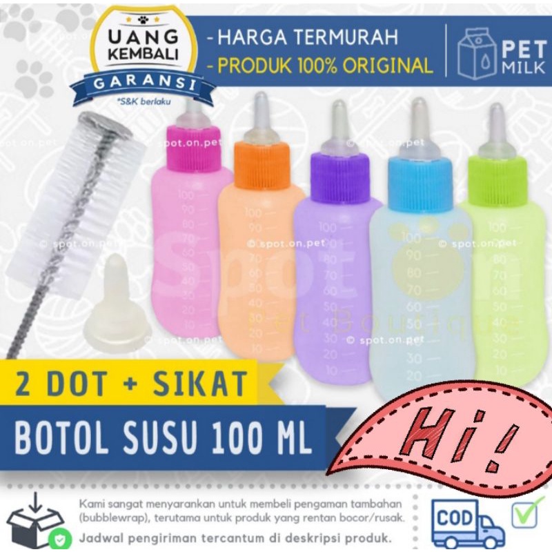 dot kucing 100ml, free sikat dan dot cadangan satu