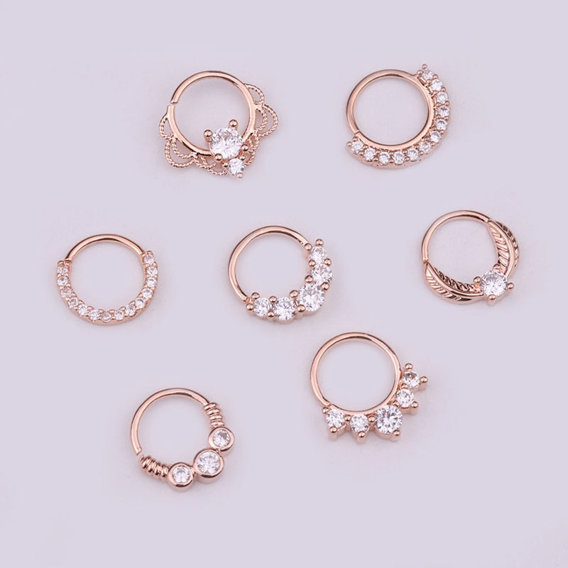 1pc Anting Tindik Hidung / Telinga / Tubuh Model Terbuka 8mm Hias Cz Untuk Wanita