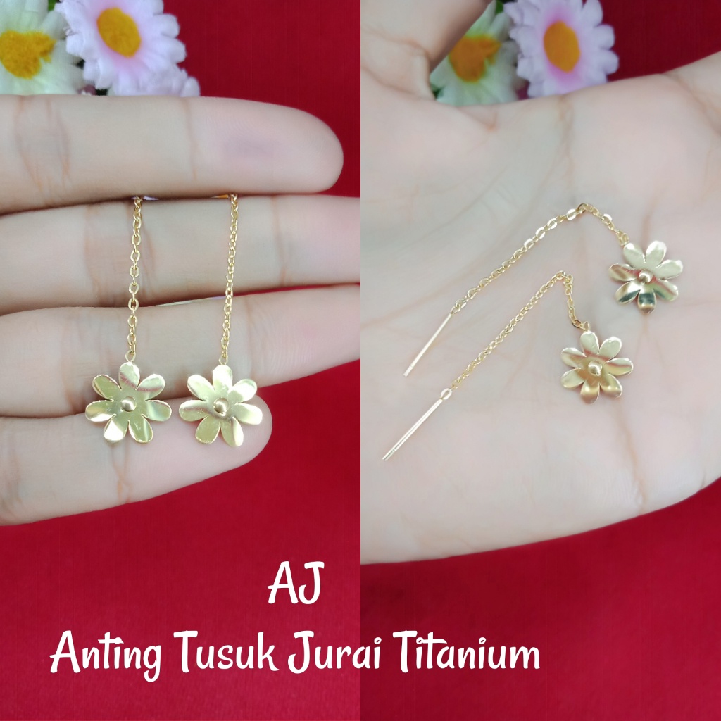 Anting Tusuk Jurai Titanium Bunga