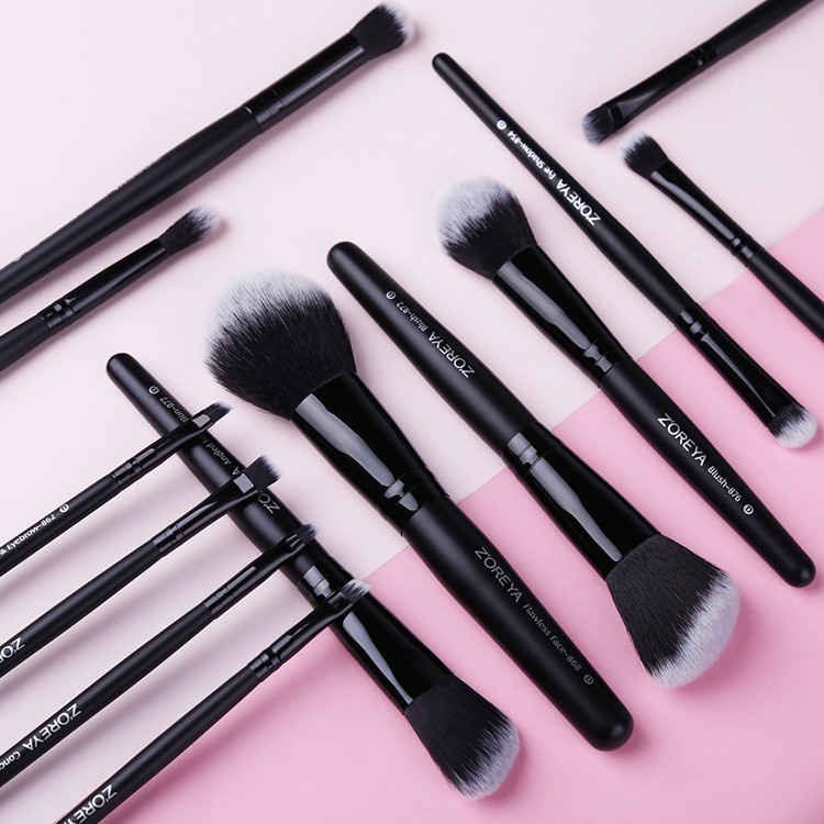 Zoreya Brush Make Up 15 Set dengan Pouch - ZZ15 - Black