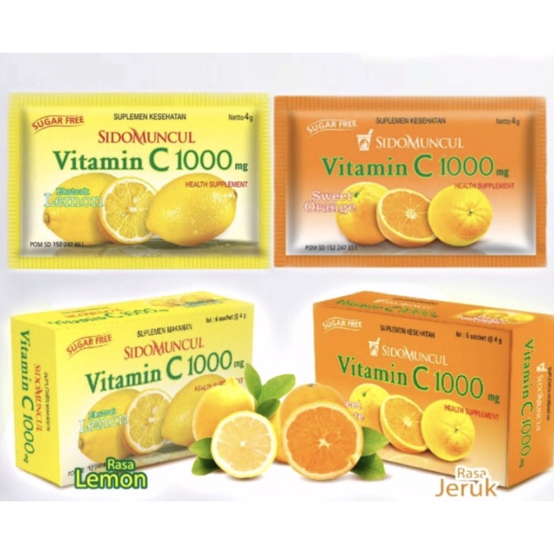 Sidomuncul vitamin C 1000mg (minuman serbuk) harga per box isi 6sachet