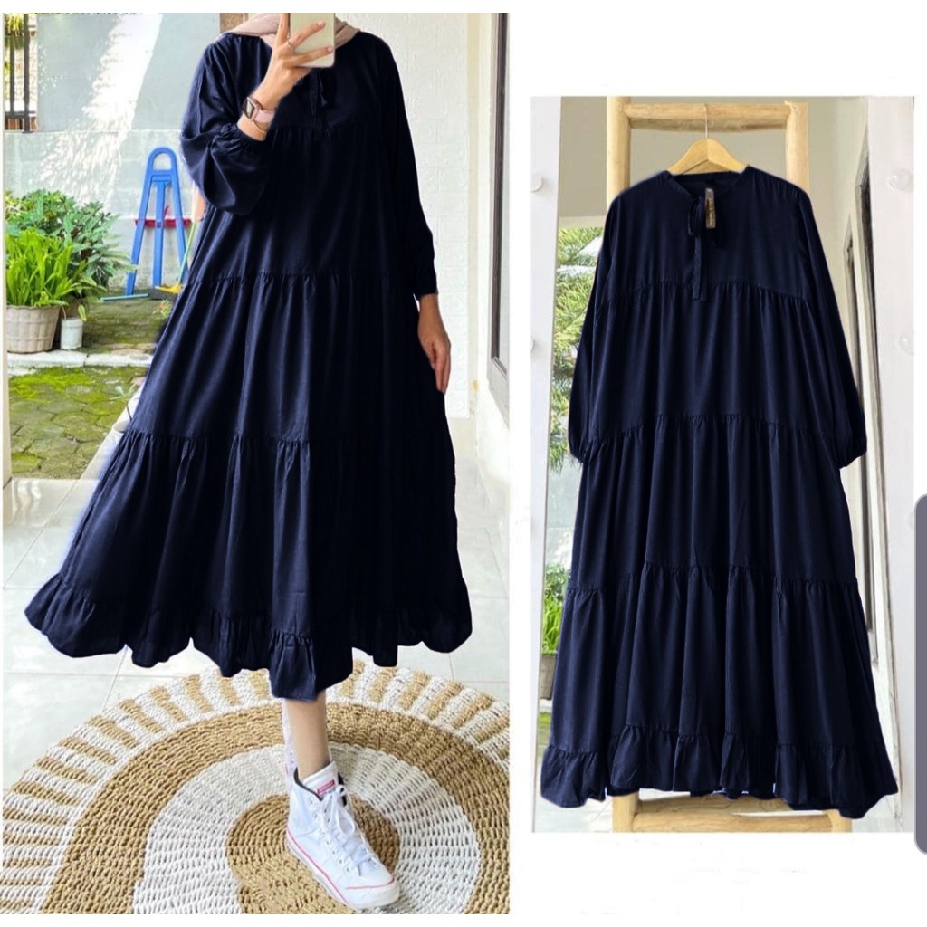 ISYANA MIDI DRESS 04 / DRESS WANITA KEKINIAN SIMPLE ELEGANT