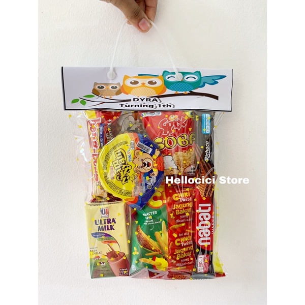 

PARCEL BINGKISAN SNACK KEMASAN NEMTEK CUSTOME ULANG TAHUN