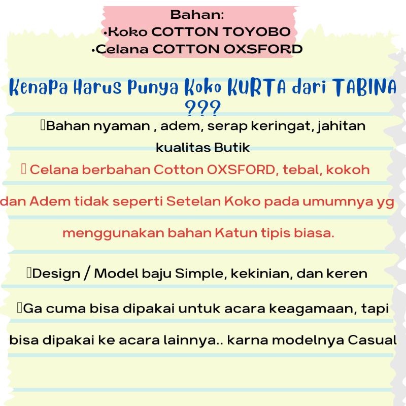 Setelan Koko Kurta Anak Sampai Remaja Laki Laki Lengan Panjang Tabina Seri Omar Usia 2 s/d 16 tahun