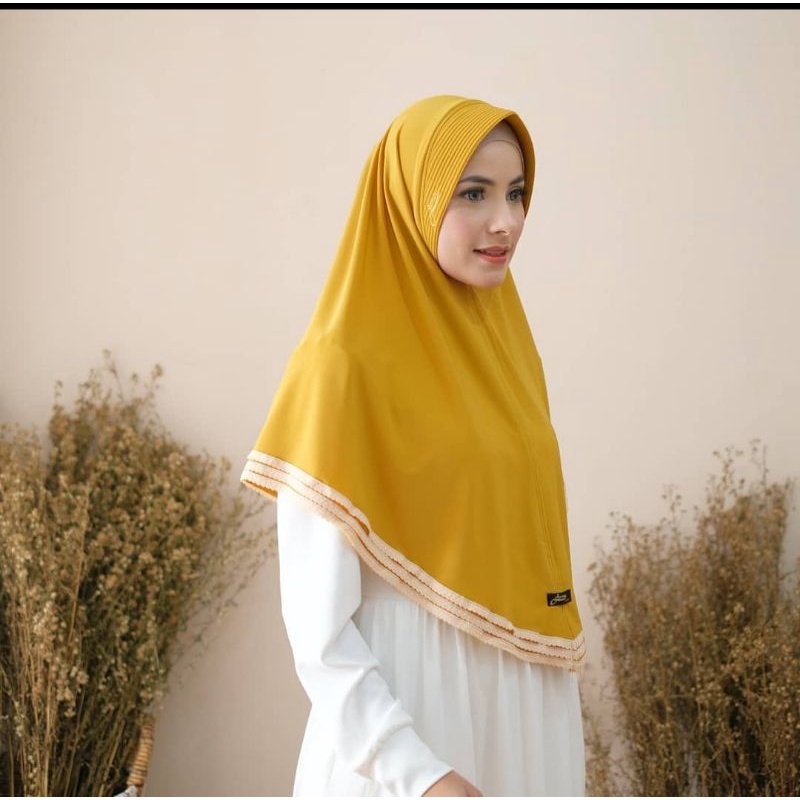 Hijab Juma Ori Jilbab Instan Juma Renda Tiga Standar Kerudung ibu ibu  Murah