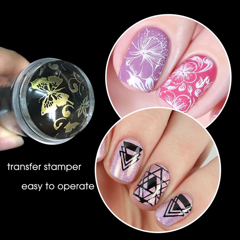 1 Set Stempel+Scraper Kuku Transparan untuk Nail Art Plat Transfer Gambar /Manicure DIY