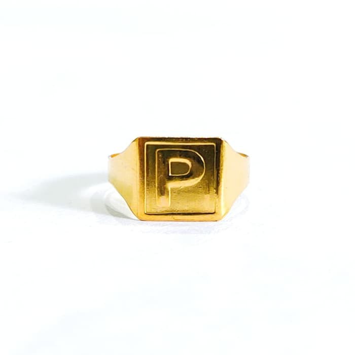 Grosir Cincin Anak huruf P emas asli Keren bisa request huruf