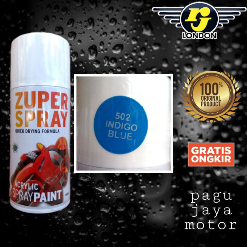 Pilok pilox warna indigo blue biru terang zuper spray 150cc cat semprot spray paint untuk motor mobil sepeda helm velg kayu besi plastik