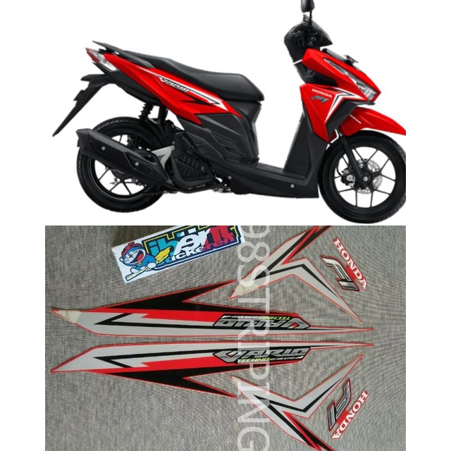 STIKER STRIPING LIS STANDAR ORI HONDA VARIO 125 F1 FI IDLING STOP TECHNO MERAH SILVER TAHUN 2016