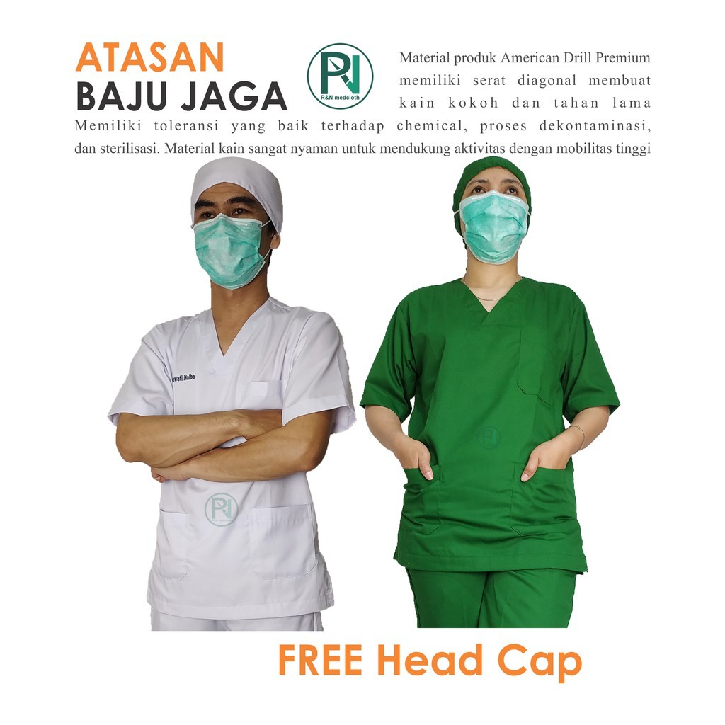 ATASAN SAJA BAJU JAGA TANGAN PENDEK/ BAJU OK/SCRUB SUIT