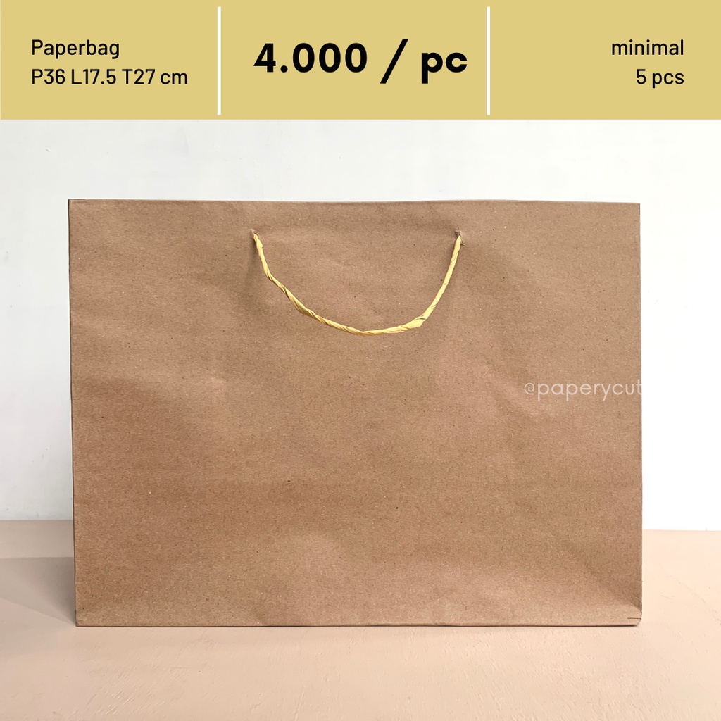 

Paperbag Kraft / Polos/ Tas kertas / Tas Hampers / Gift / Tas Souvenir - P 36 L17,5 T 27 cm