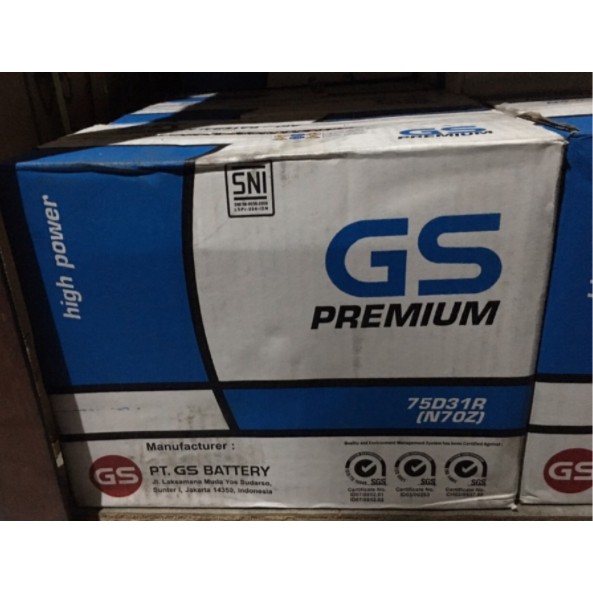 AKI / ACCU BASAH GS PREMIUM N70Z / 75D31R + FREE ISI ( LANGSUNG PAKAI)