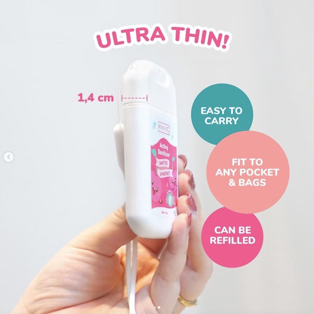 BerryC Pocket Sanitizer Spray Mini 30ML FREE STRAP / bisa isi ulang refill / Hand Sanitizer Anak Kecil / BANDUNG