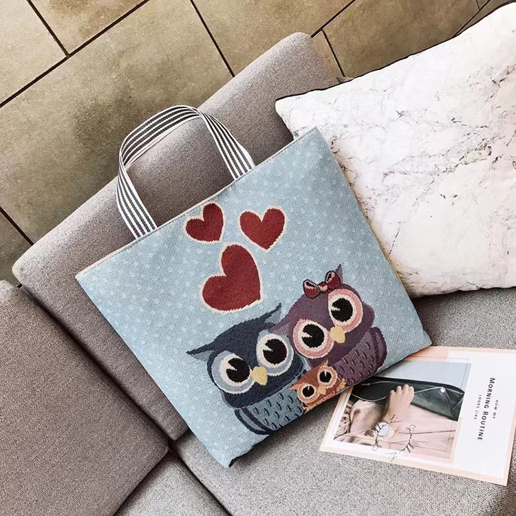 Tas Tote Bag Wanita Besar Kanvas Import/Women Tote Bag/Tas Selempang Wanita/Tas Motif Owl