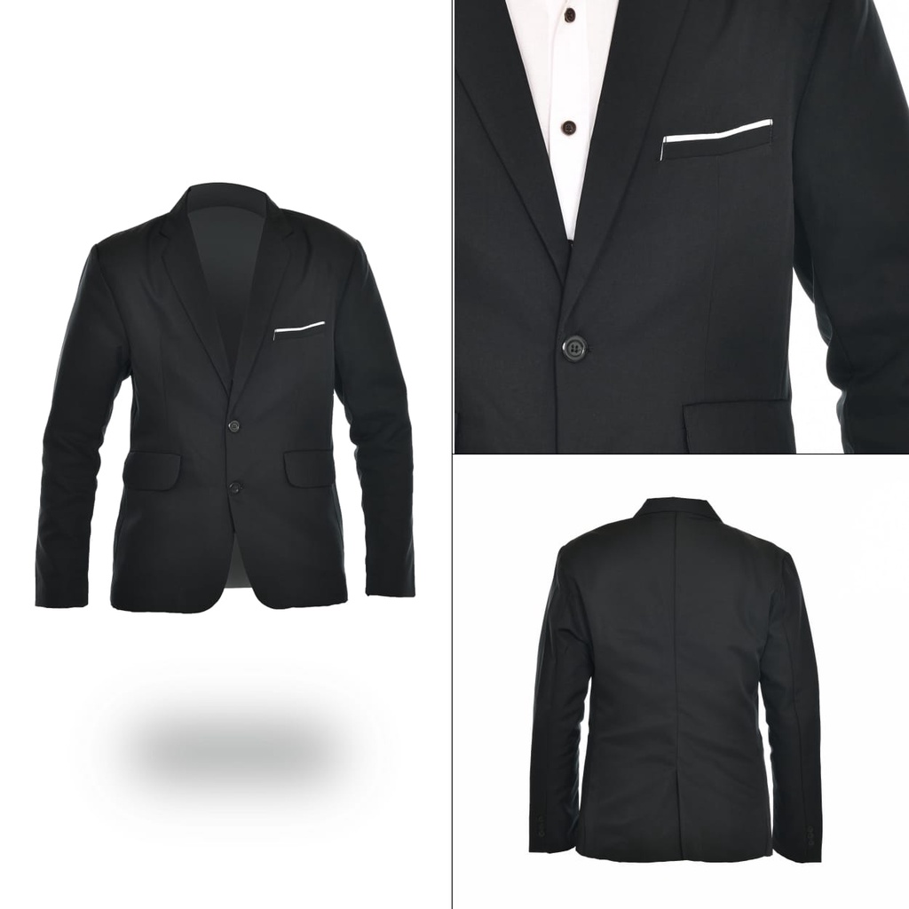 TERLARIS ! JAS BLAZER PRIA HITAM KANCING 2 JAS WISUDA PERNIKAHAN KERJA MODEL SLIMFIT GAYA FORMAL