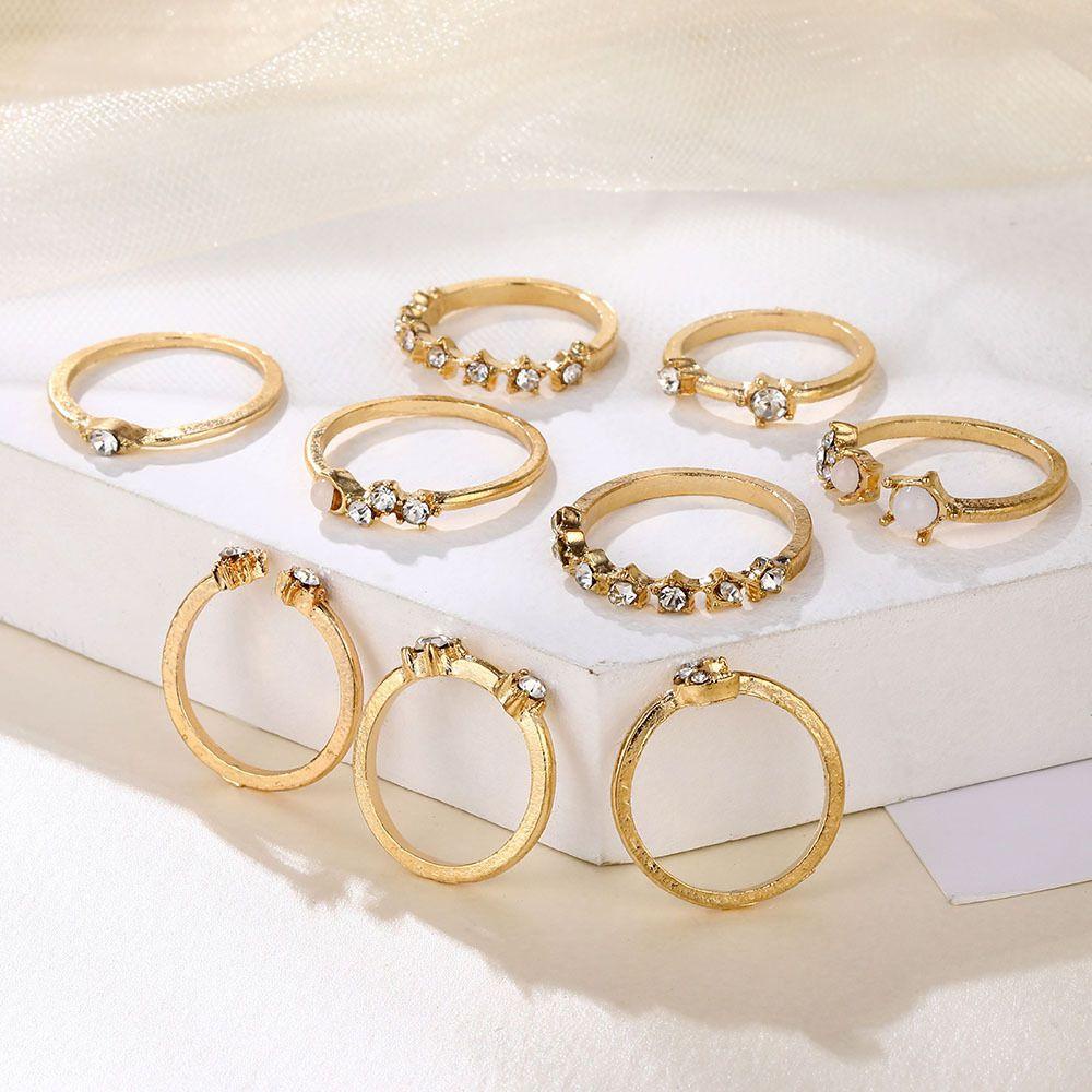 Lily 9 Pcs Kupu-Kupu Sudut Bunga Baru Vintage Gothic Multi Elemen Cincin Set