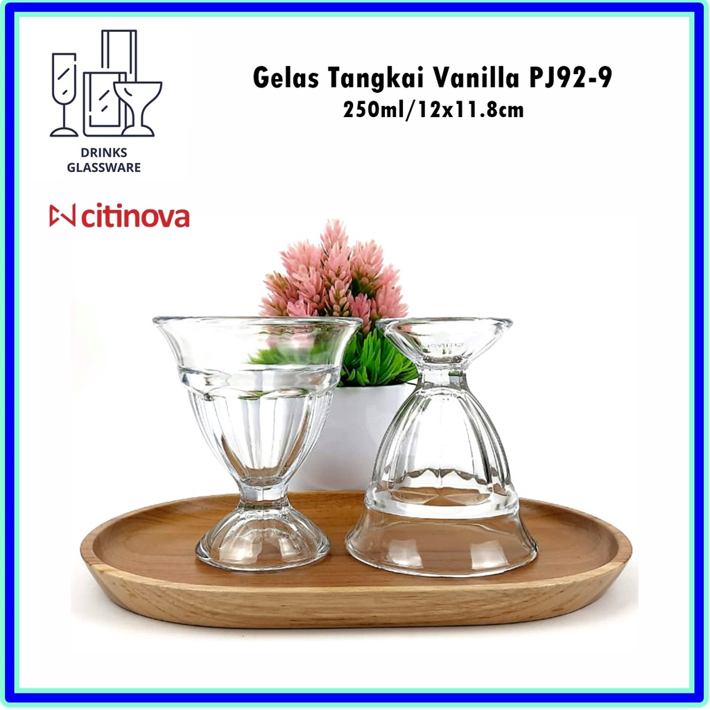 [Set 6pcs] Gelas Tangkai Vanilla/Gelas Kaki PJ92-9 CITINOVA 250ml