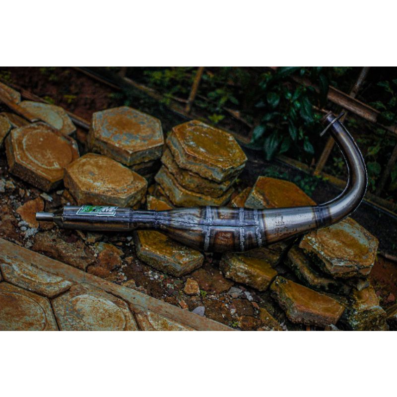 knalpot rx king knalpot kolong 3v3 plat karat b2tm racing ujung chrome original knalpot b2tm-3