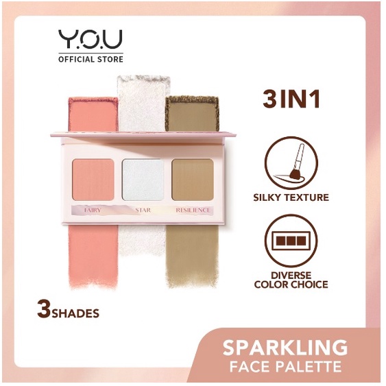 YOU ( Y.O.U )3 in 1 Sparkling Face Pallete for 3D Radiant Look