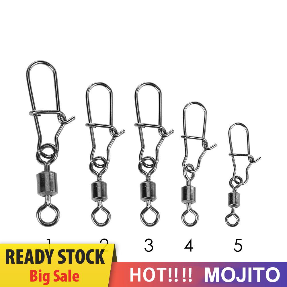 MOJITO 50pcs Fishing Connector Pin Swivel Metal Snaps Fishhook Lure Tackle Kit