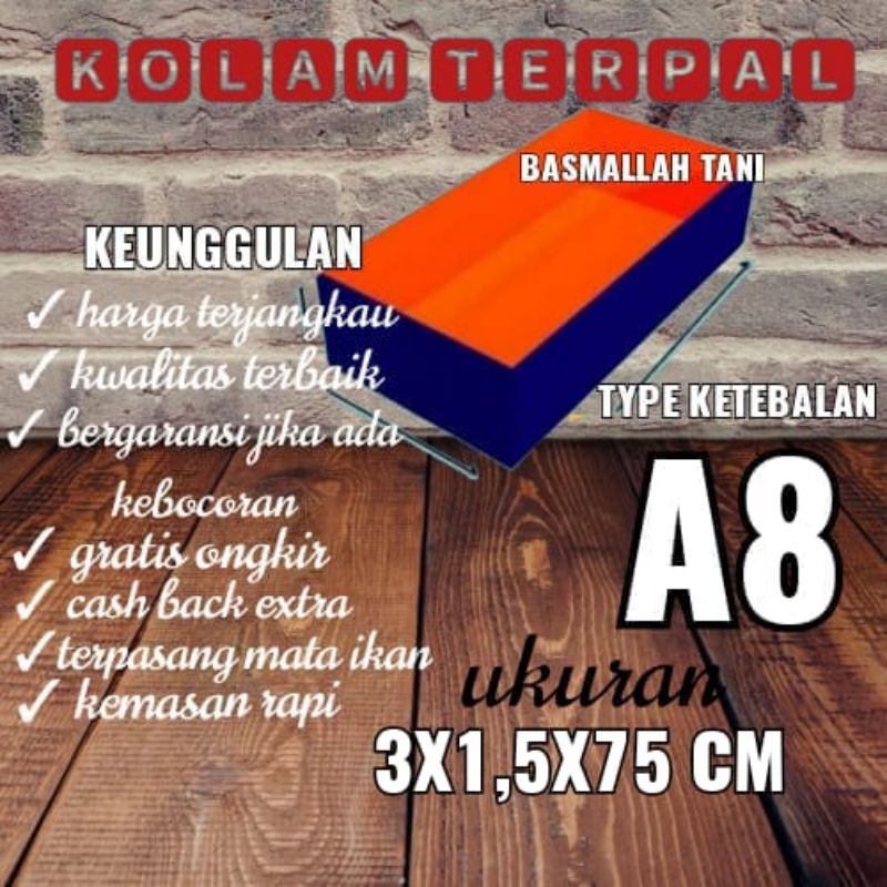 TERPAL KOLAM TYPE A8 UKURAN 3x1,5x75cm