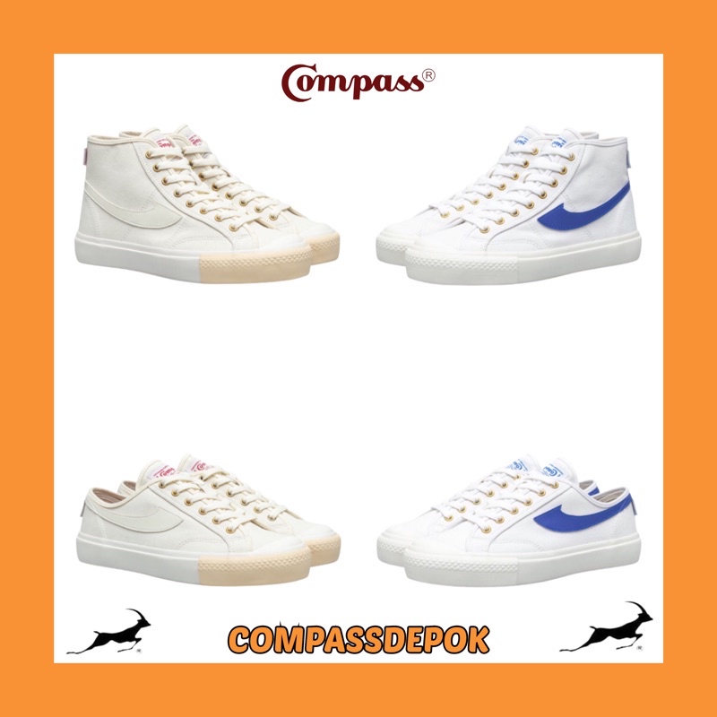 Compass Gazelle Low Cream / White Blue | Hi/High Cream / White Blue
