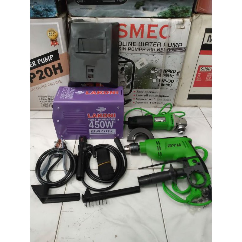 Paket Meain Las 450w Lakoni + Bor 13mm + Gerinda