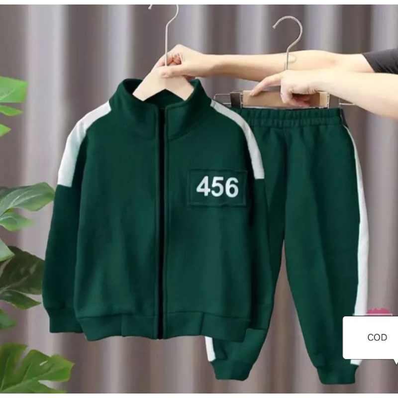 Promo Setelan Sweater Jaket Squaid Game Anak Masakini Pakaian Anak Perempuan Dan laki-laki Jaket Terpopuler