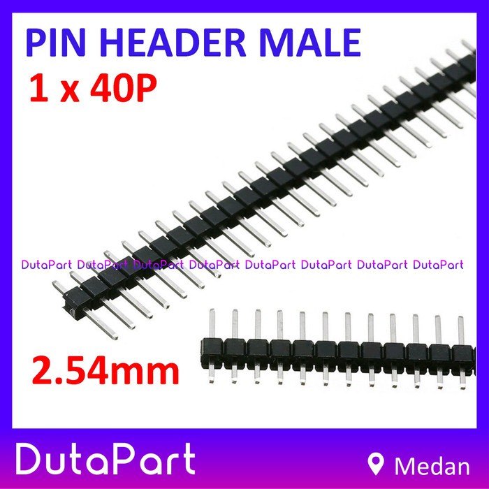 1x40P Pin Header Male 2.54mm 40 Pin Single Row Strip Black Silver