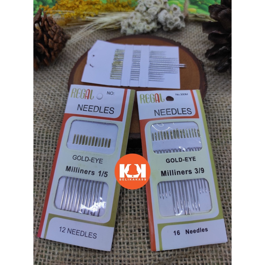 JARUM JAHIT TANGAN REGAL NEEDLES GOLD EYE ISI 16PCS UKURAN CAMPUR DAN ISI 12PCS UKURAN BESAR / JARUM REGAL MILLINERS 1/5 DAN MILLINERS 3/9 / JARUM REGAL BESAR / JARUM REGAL CAMPUR / JARUM REGAL KECIL BESAR / JARUM JAHIT REGAL / JARUM REGAL