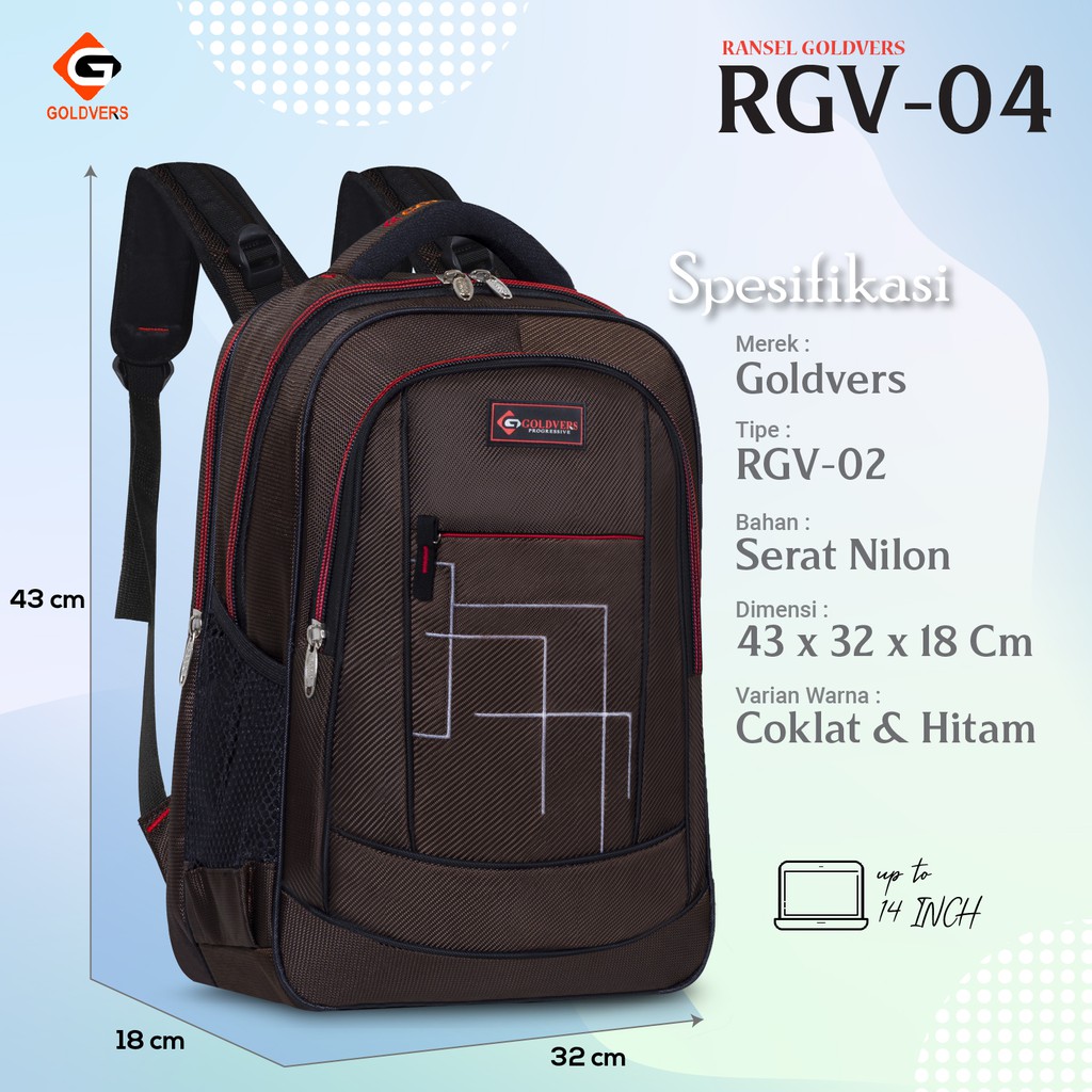 Tas Ransel POLO GOLDVERS Tas Sekolah Tas Ransel Laptop 14 Inch Tas Ransel Kuliah Backpack - KREATIVO