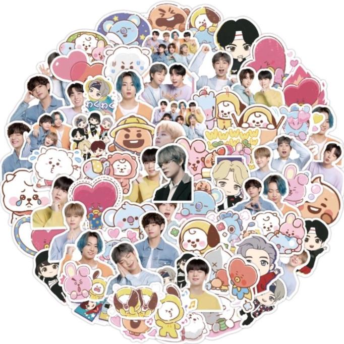 

120 Pcs Sticker BTS Stiker BT21 Stickers KPOP Cure PVC Waterproof