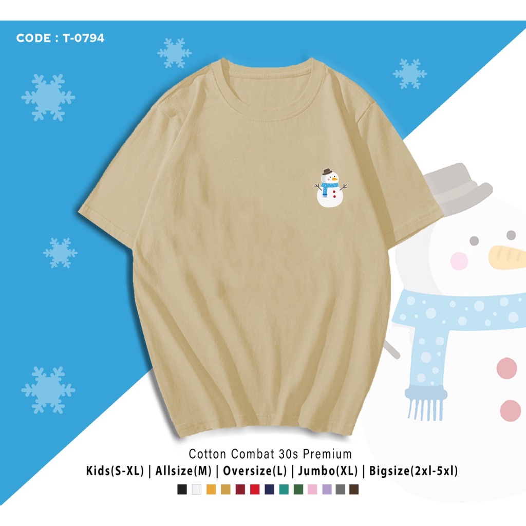 FREE CUSTOM NAMA - T-SHIRT / KAOS NATAL GAMBAR SNOWBALL / BONEKA SALJU / CUSTOM TEE / KAOS CUSTOM KELUARGA