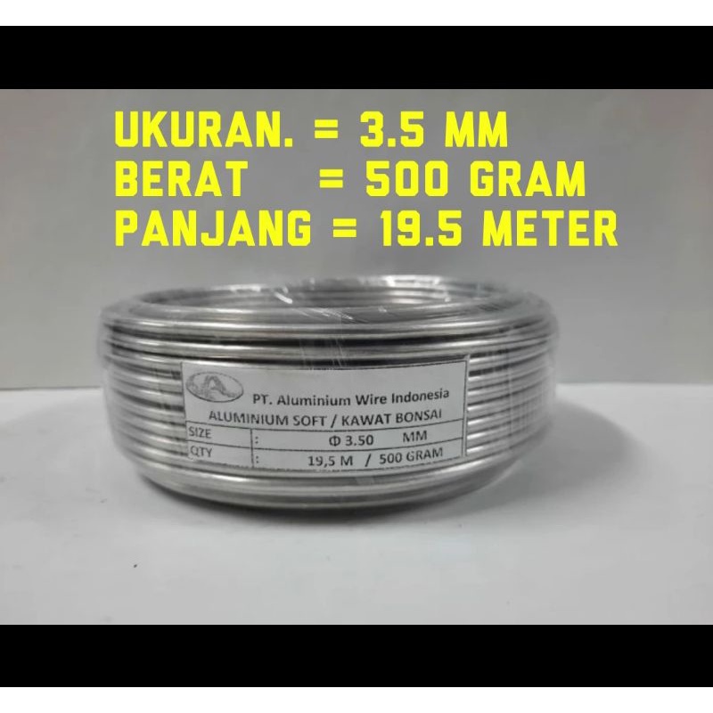 Kawat bonsai aluminium 500 gram ukuran 3.5 mm per roll