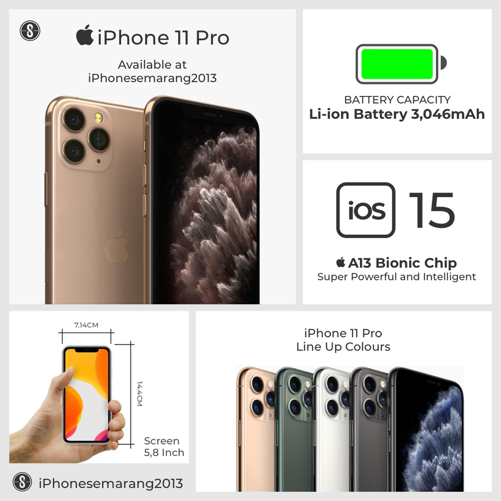 IPHONE 11 PRO 64GB DAN 256GB SECOND ORIGINAL FULLSET MULUS LIKE NEW BERGARANSI