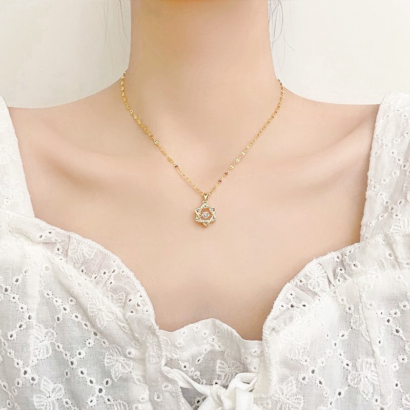 Kalung Titanium Wanita Anti Karat Bintang Liontin Berlian Liontin Grosir Korea Fashion Aksesoris