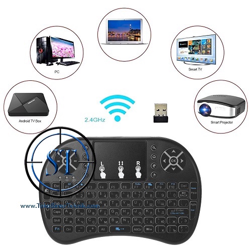 Aksesoris Gadget Keyboard Wireless Mini 2.4G dengan i8 Touchpad untuk KODI Android Smart TV Box PC