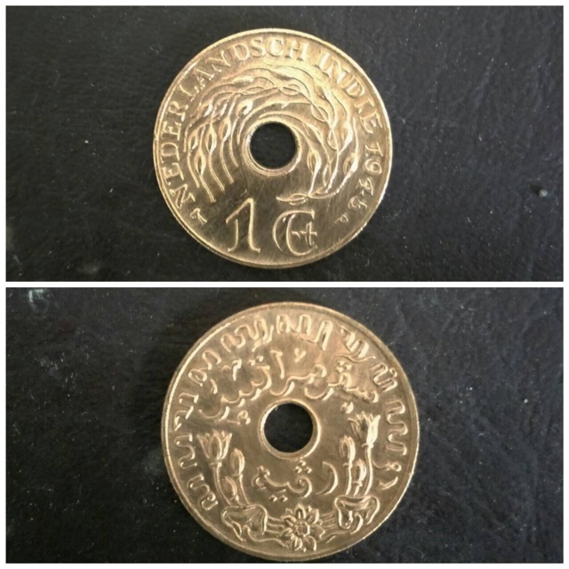 Uang kuno asli Nederlands Indie 1 cent bolong